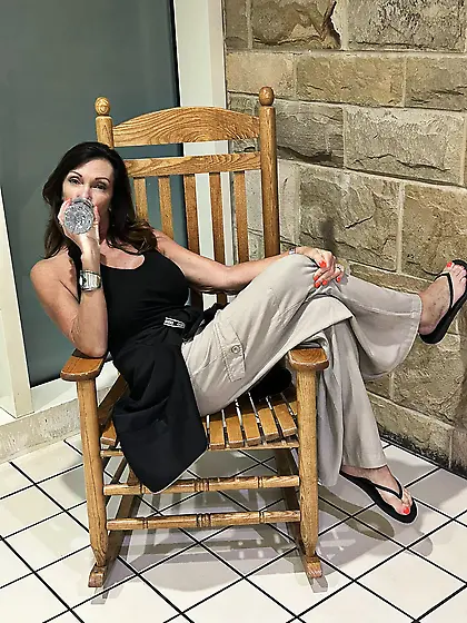 Rhonda roots for her team with her tits out