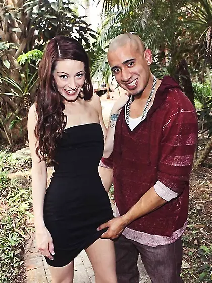 Tall woman with a hairy pussy posing outdoors before going in