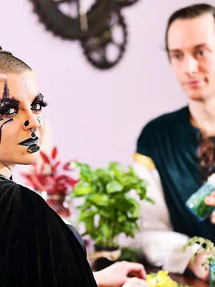 Man makes alt girl with tattooed face reach the highest point of