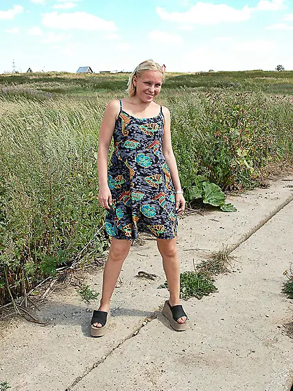 Pissing outdoor in rural fields