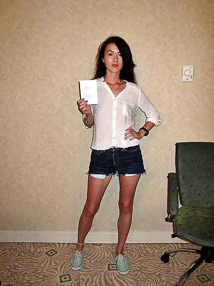 Lovely teen girl Misha Cross removes all of her clothes for the