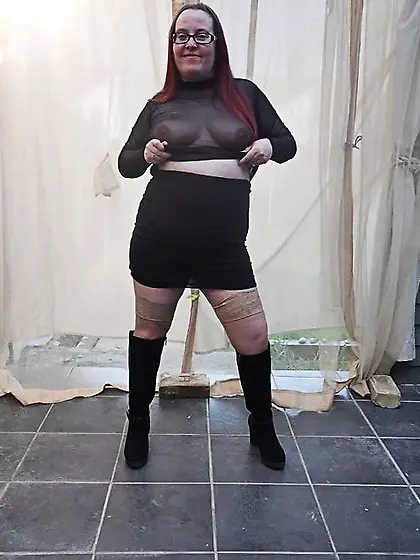 Transparent top with Miniskirt and boots