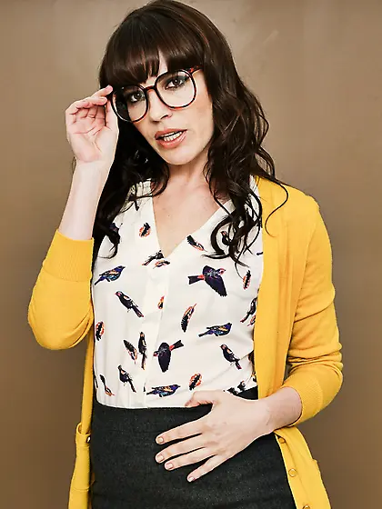 Modest office worker reveals sexy lingerie hidden under her usua