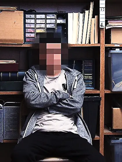 Female store guard male