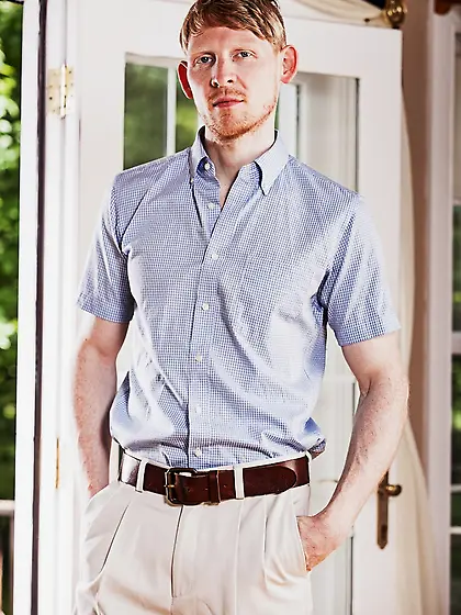 Preppy guy joined friend