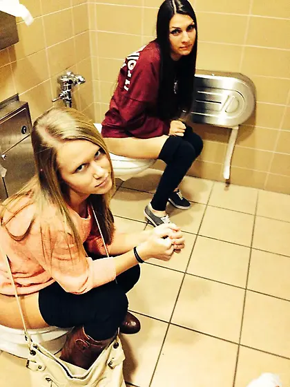 Sitting on the toilet