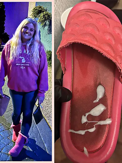 Cummed on my mature blonde bosses slippers