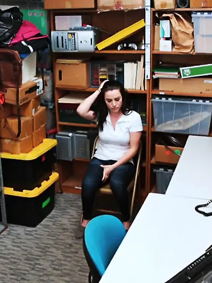 Teen perp with sexy boobs boffed by store...