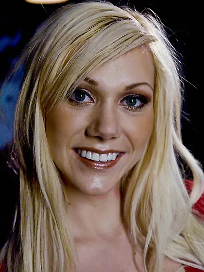 Blonde takes red dress