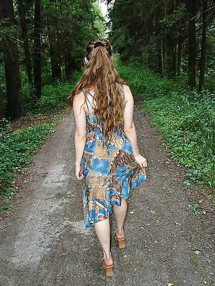 Pissing outdoor on dirt track