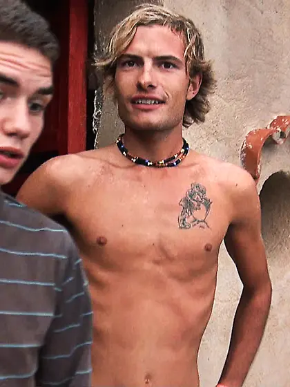 Blonde gay fuy enjoys