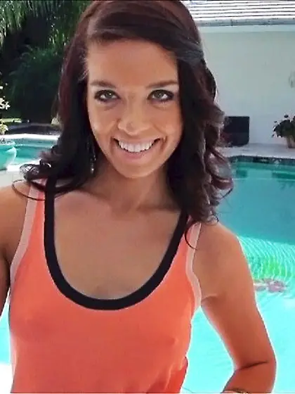 Baby-faced brunette with a great tan gets fucked by a big-dicked