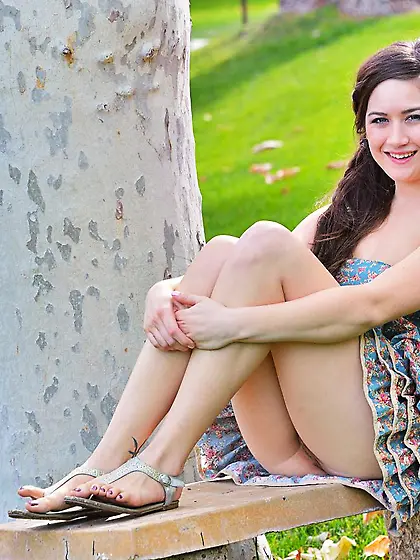 Sweet brunette Shannon FTV shakes her bare ass in public before