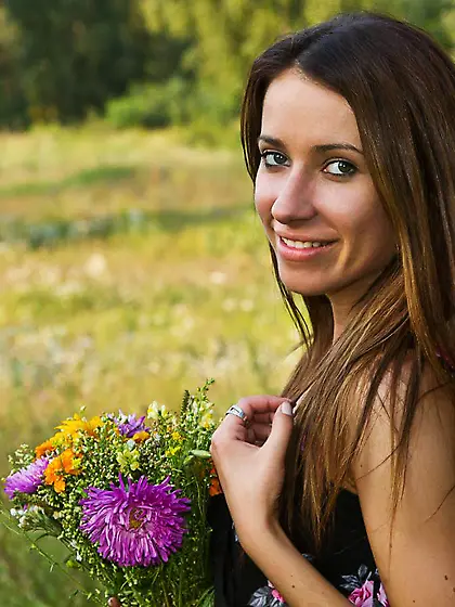 Hot blonde bimbo Cassie A is picking the flowers absolutely nake