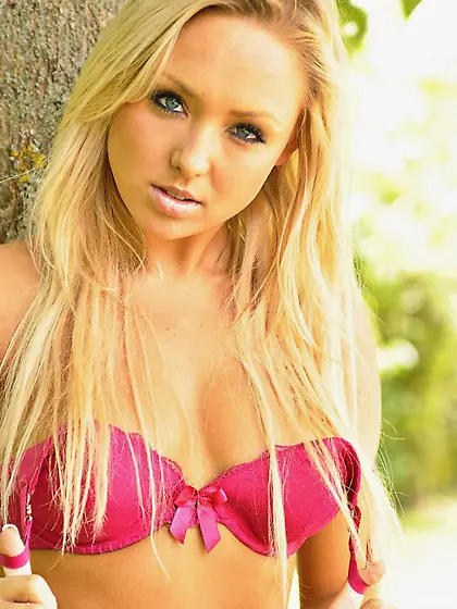 Kinky Danni King takes off her summer dress,  pink lingerie bra a