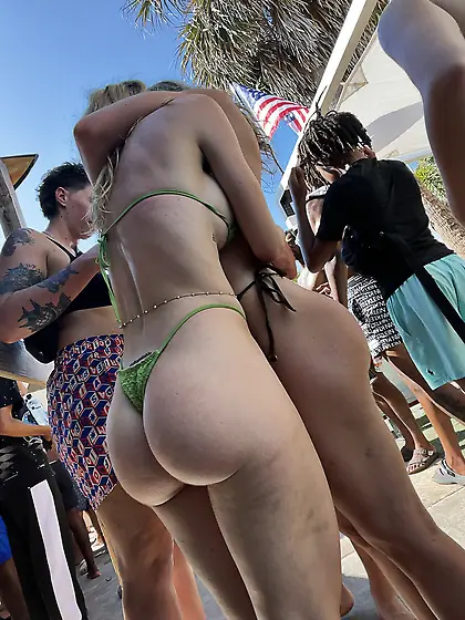 Green bikini ass voyeur