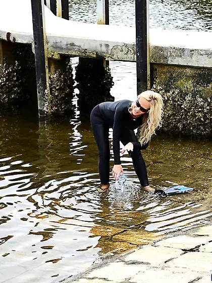 Cougar black crotchless wetsuit