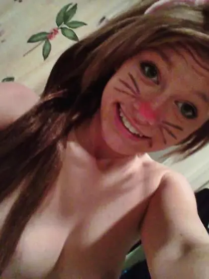 Blue-eyed girl opens mouth