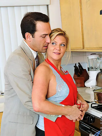 Mature in stockings Ginger Lynn gets fucked in the kitchen and c