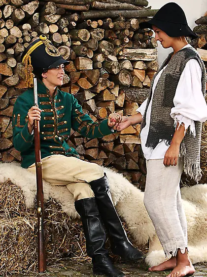 Medieval village girls Kari S and Susan Sapphic strip naked and