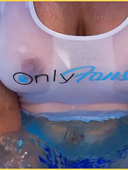 Wifey goes into the pool braless in a white tight shirt