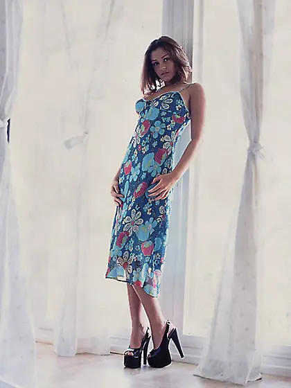 Hot redhead teen gal Luna Lane strips her summer dress and mastu