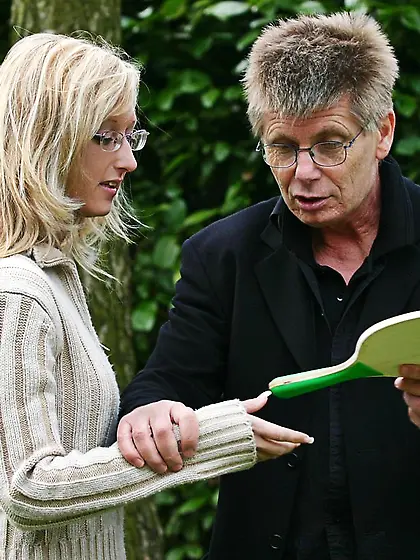 Blonde teenage beauty blowing