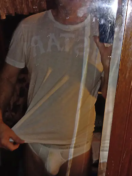 Pantsed faggot.  Shy but beautiful.  Exposed cock