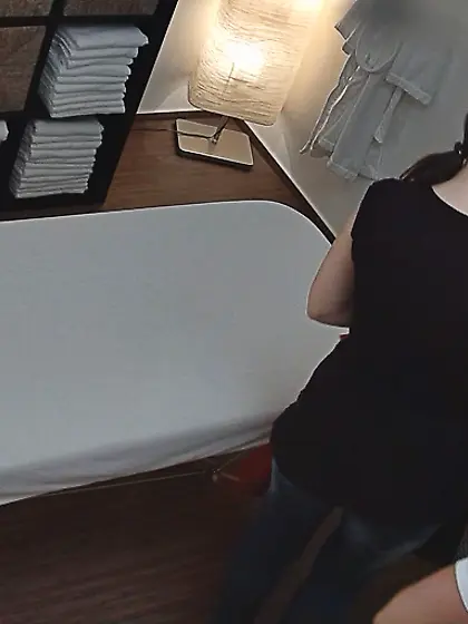 Astonishing dark-haired coed impaled