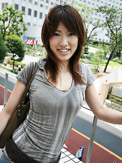 Cute dark haired Asian babe Yuzuka Idols shows her bushy taco as