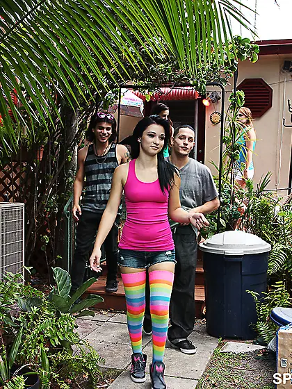 Sexy teen sluts eat dick and get fucked and...