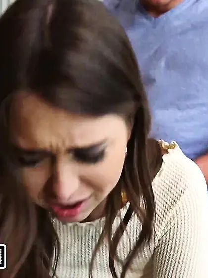 Redhead mother approached stepdaughter