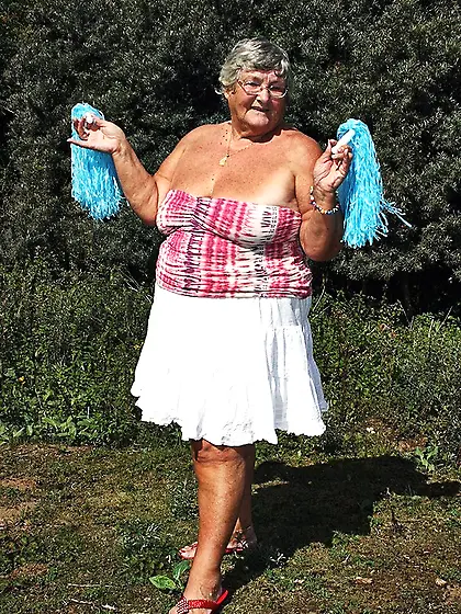 Lusty granny wearing pink