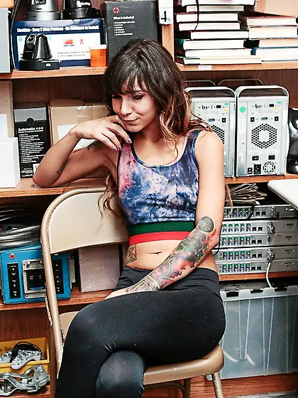 Exotic miss gets punishment from security...