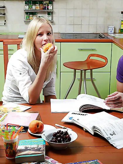 Skirt wearing redhead wants her man to screw her deeply