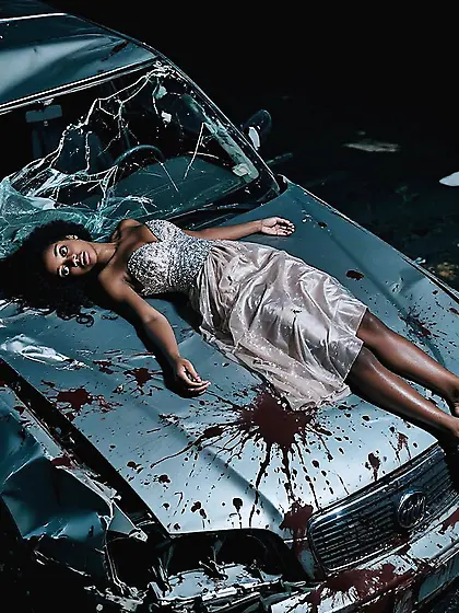 Prom Crash: Taylor's body on hood