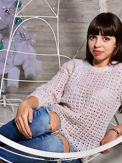 White teen with brown hair and big tits