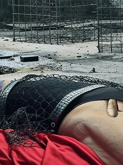 Black Superhero captured in netting.  KO and fondle