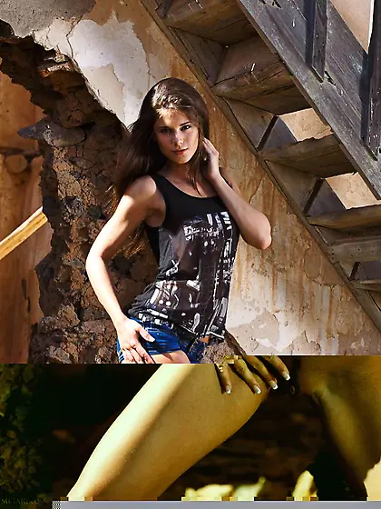 Lewd babe Little Caprice is getting nude outdoor and flashing nu