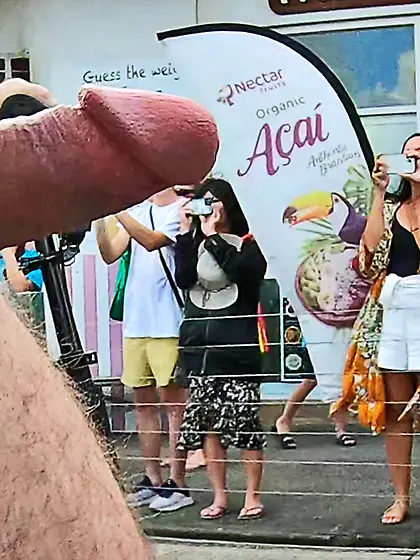 WNBR Byron Bay erection flasher on the street