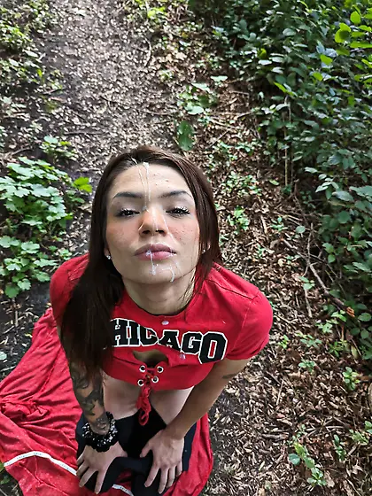 Epic outdoor facial submission