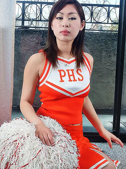 Asian brunette cheerleader