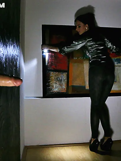 Slim ponytailed brunette mad