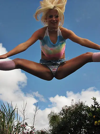 Big meloned blonde Haley Cummings in pink socks rides cock after