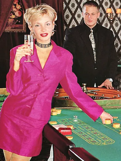 Oldschool cum slut milks two studs' cocks