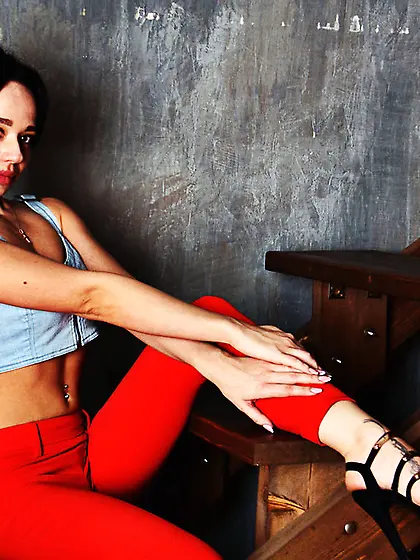 White teen with black hair and small tits