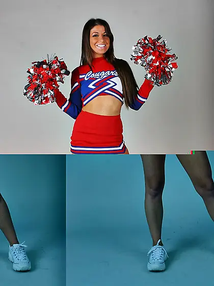 Playful brunette teen Mira FTV takes off her hot cheerleader uni