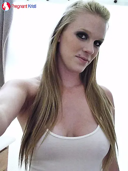 Pretty pregnant blonde white