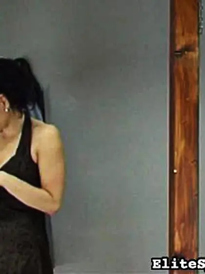 Tied black-haired girl feels