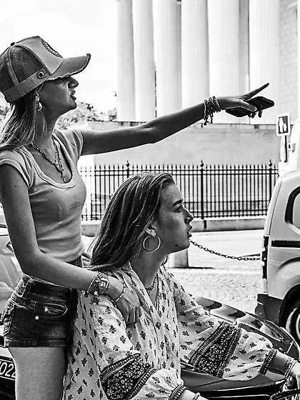 Sexy girl on bike in Paris